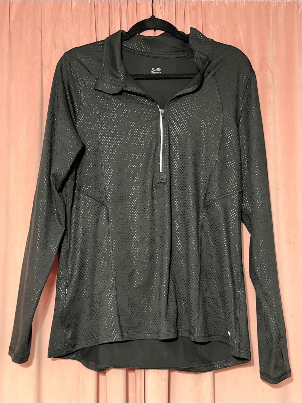 Champion Black Perforated Quarter-Zip Pullover Top